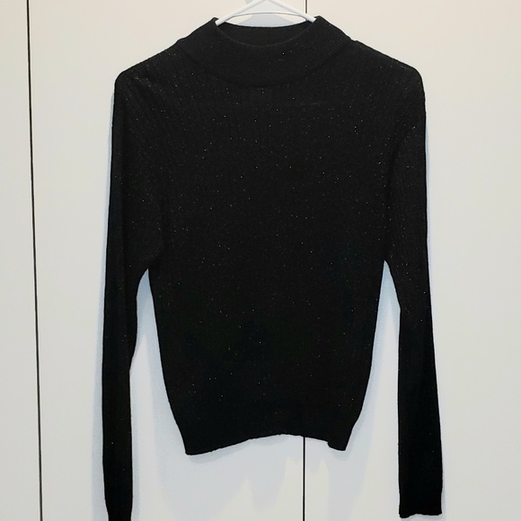 Talbots Petite Black Sparkle Sweater - Picture 2 of 5